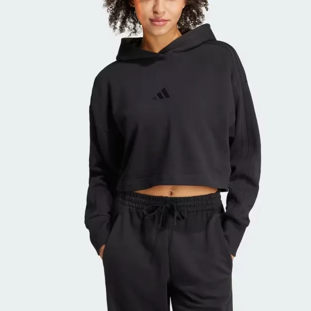 Adidas All Szn RENCH TERRY 3-STRIPES HOODIE Sweatshirt Women's Black-1