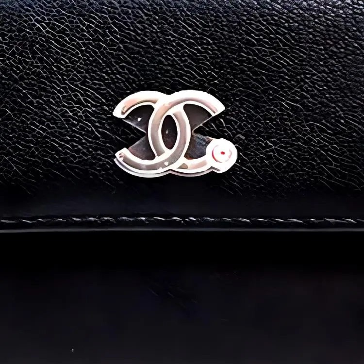 CHANEL Goatskin Wallet Women's Black-4