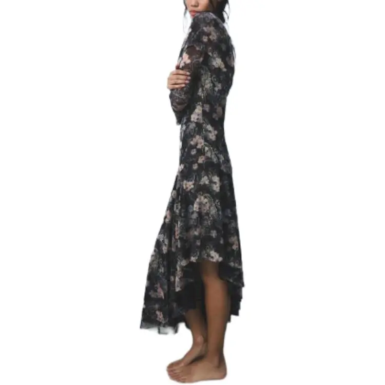 ZARA Long Sleeved Dresses Women's Black/Sand-4