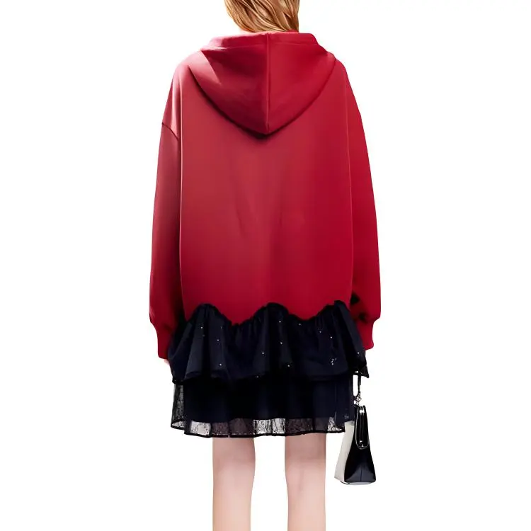 COCOON Long Sleeved Dress Women's Red-1