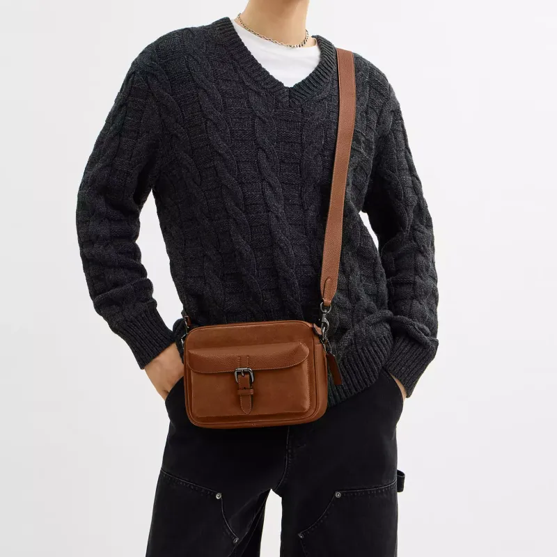 COACH Suede Messenger Bag, Shoulder Bag, Crossbody Bag Small Size Men's Brown-3