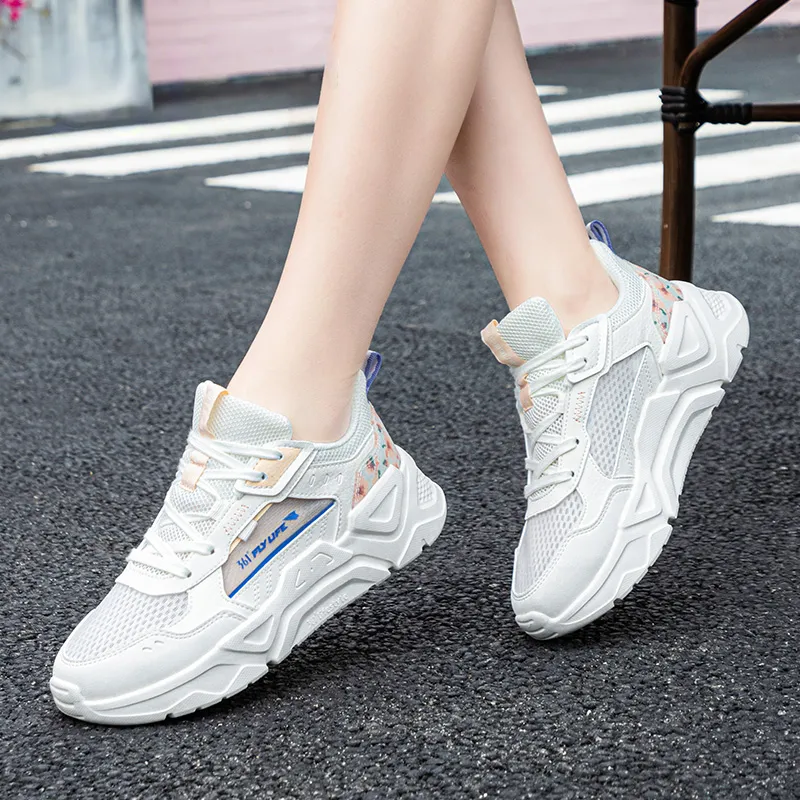 361° Cushioned Wear Resistant Breathable Low Top Running Shoes Women's White-3