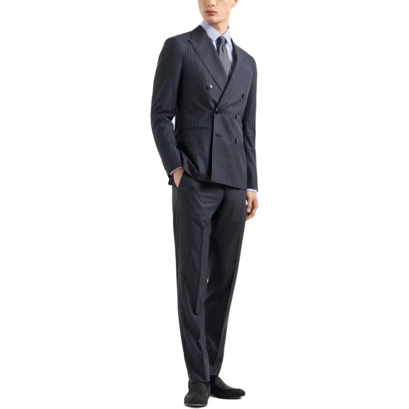 GIORGIO ARMANI Napoli Line Double breasted Pinstriped Suit In Virgin Wool-1