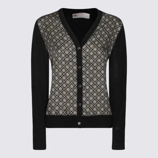 TORY BURCH Logo Detailed V Neck Cardigan-15