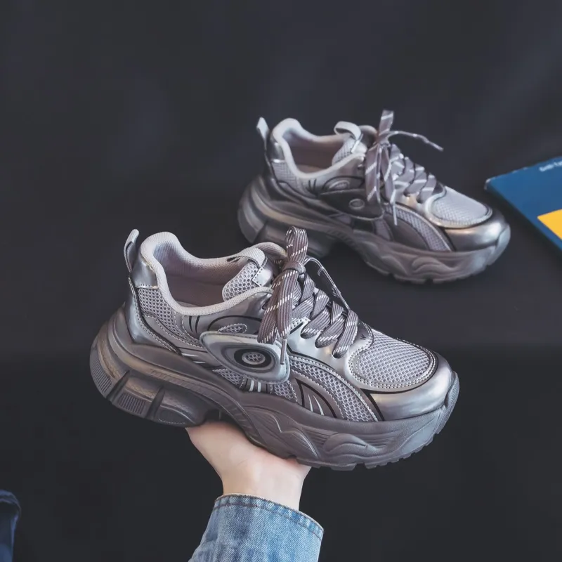 Warrior Height Increasing Wear Resistant Slip Resistant Low Top Chunky Sneakers Women's-16