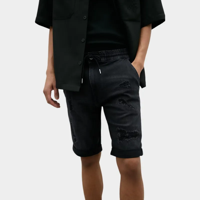 H&M Denim Shorts Men Black-2