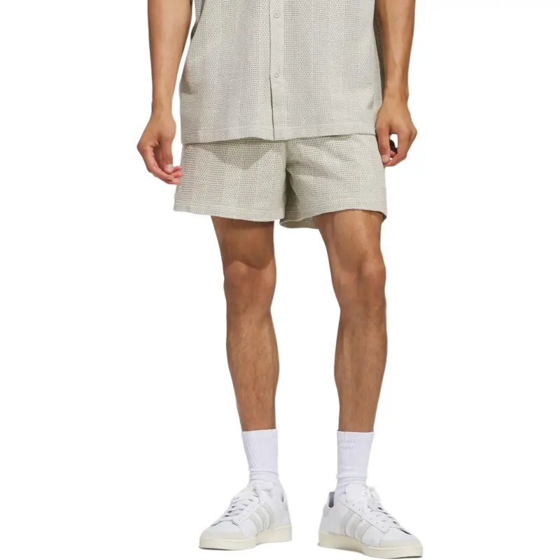 Adidas Originals KNIT Sports Shorts Unisex Light Sesame Gray/Wonder White-1