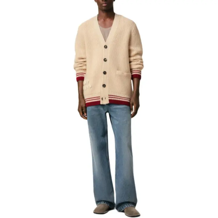 AMIPARIS Paris V Neck Ribbed Cardigan-1