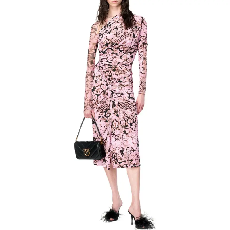 PINKO Floral-print Gathered Midi Dress-2