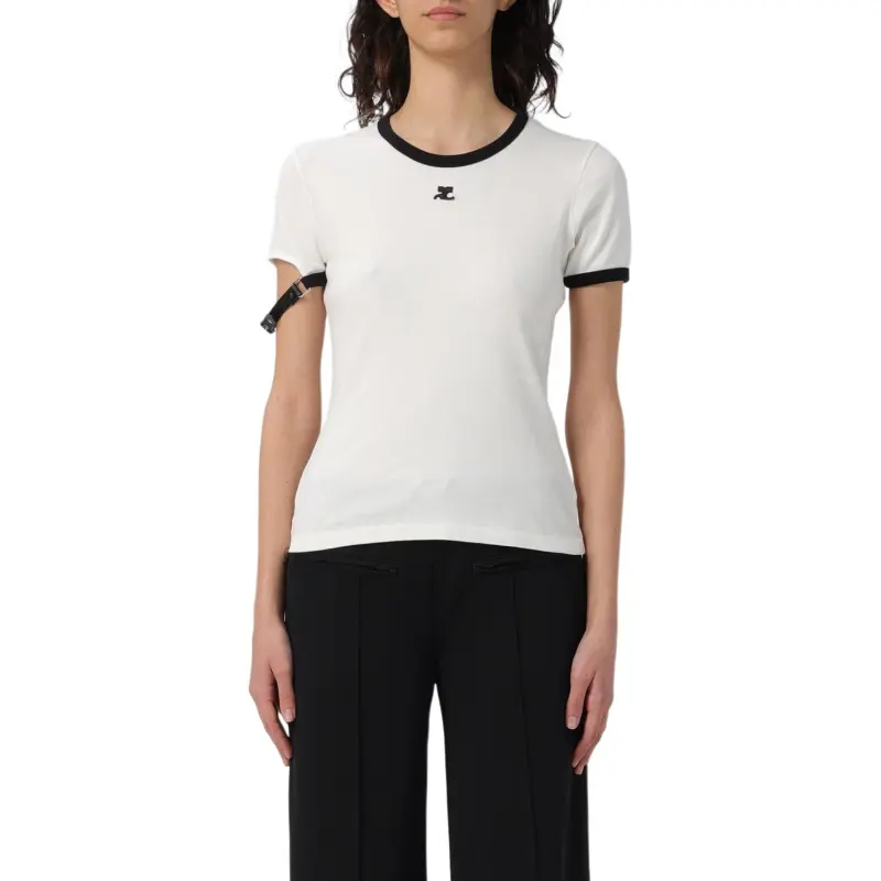 Courrèges Buckle Contrast T Shirt 'Heritage White/Black'-4