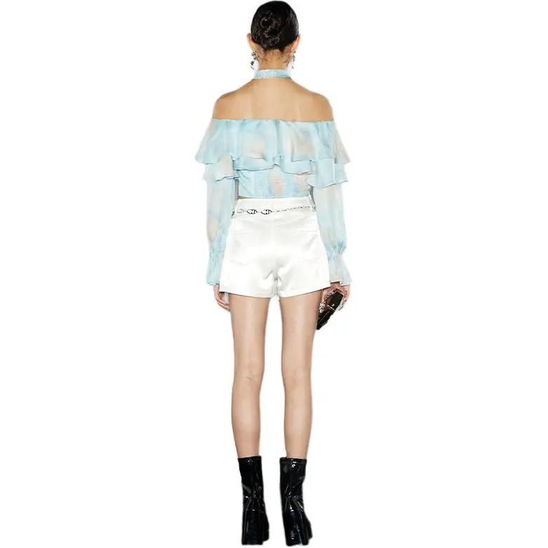 GIMING Casual Shorts Women's White-3