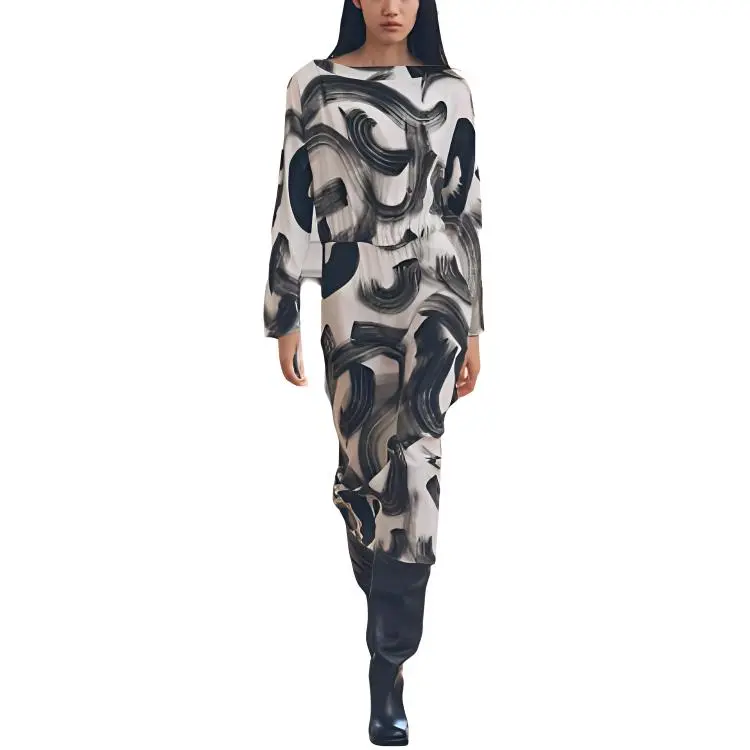 ZARA ZW Series Long Sleeved Dress Women's Black/White-2