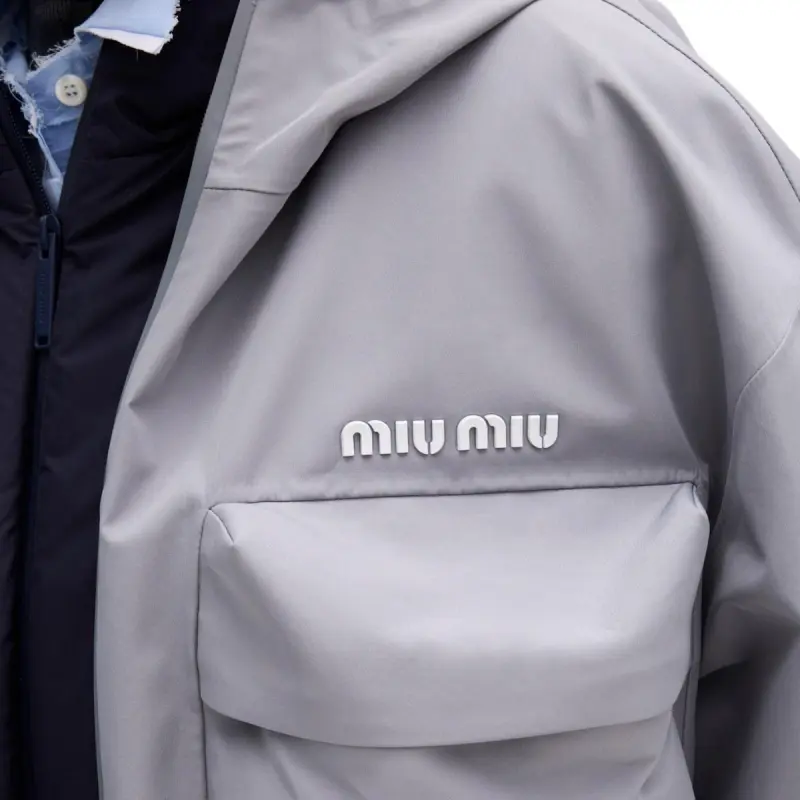 MIU MIU FW24 Jackets Coats Women's Gray White Steel-4