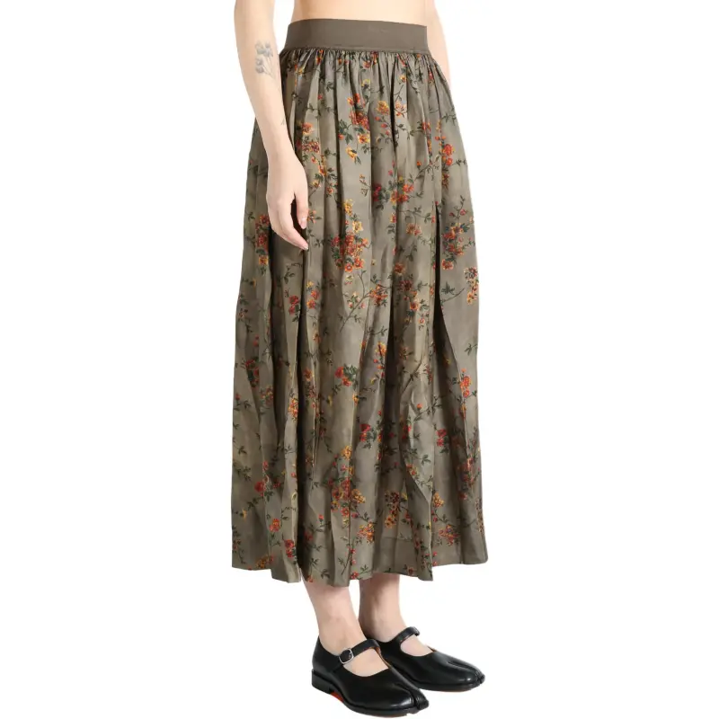 UMA WANG Floral Printed Midi Skirt-4