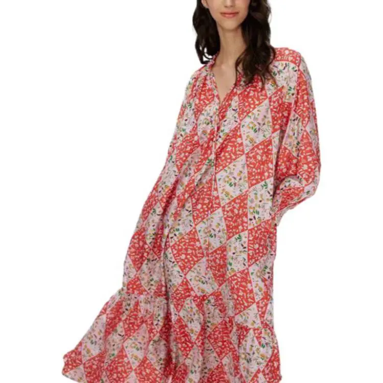 DVF Diane Von Furstenberg SS24 Long-Sleeved Dresses Women's Cherry Blossom Pink-4