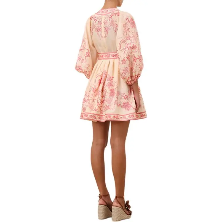 Zimmermann SS25 Long Sleeved Dress Unisex Pink-3