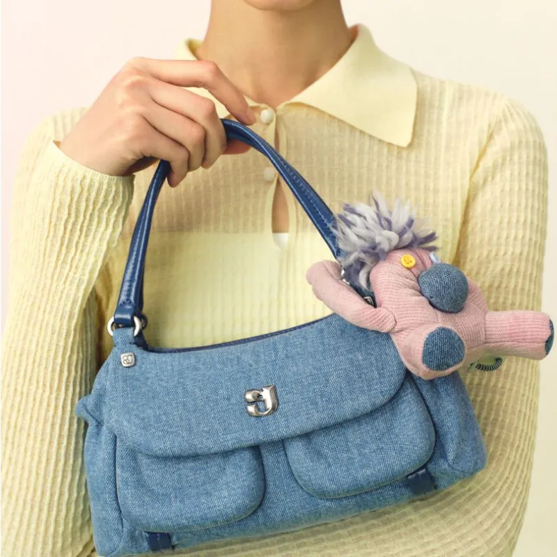 KUNOGIGI Fabric Crossbody One Shoulder Handbag Trumpets Unisex Denim Blue-4