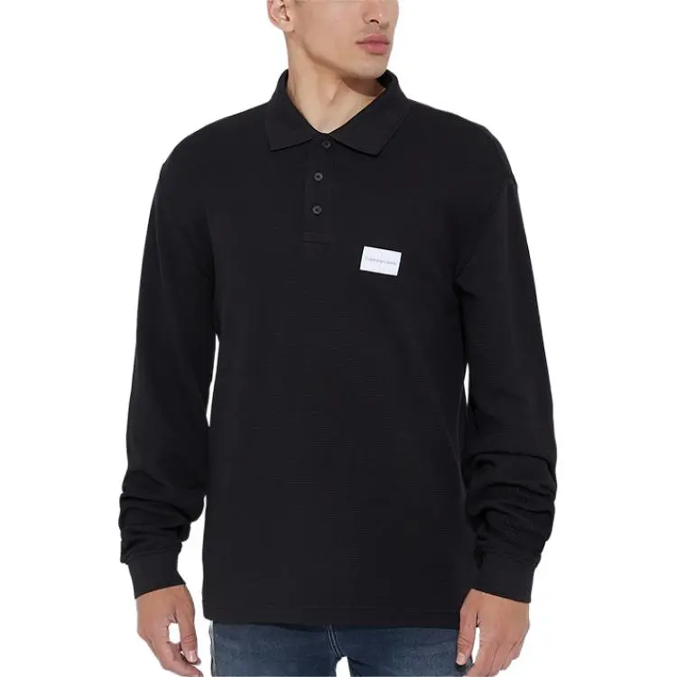 Calvin Klein Logo patch Long sleeve Polo Top-3