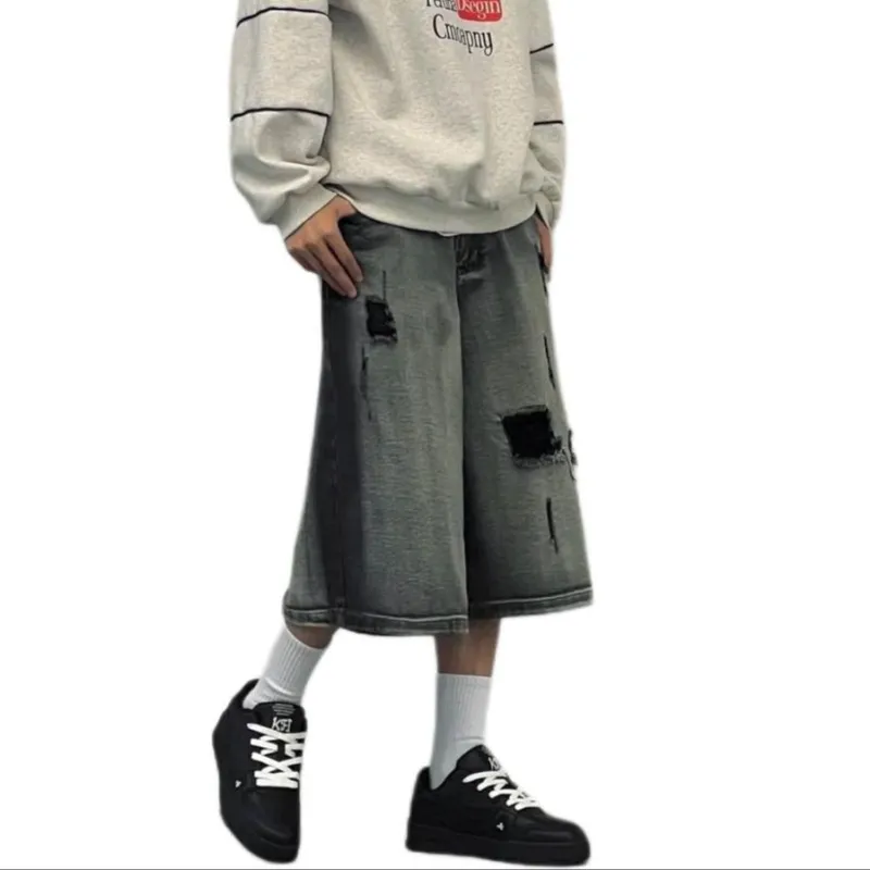 TONYKRZ Denim Shorts Unisex Black Gray Color-1