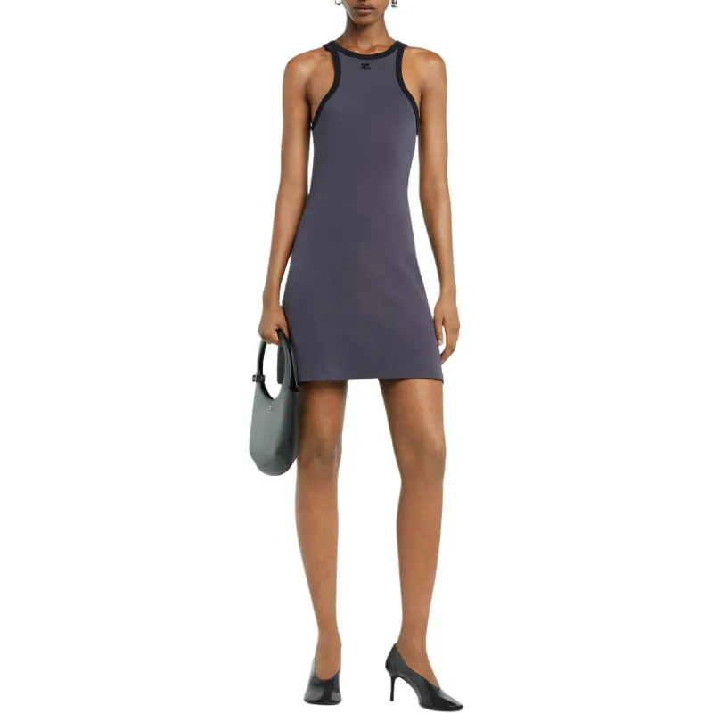 COURREGES Scuba Mini Dress 'Denim/Black'-1