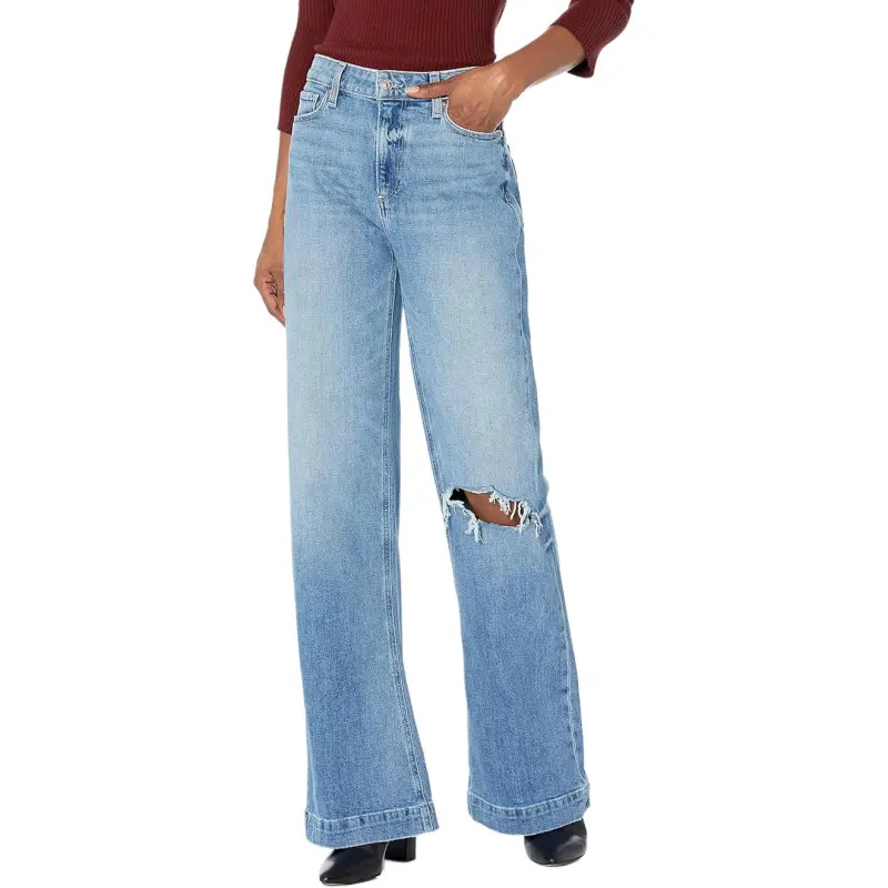 PAIGE Distressed Straight line Jeans-3