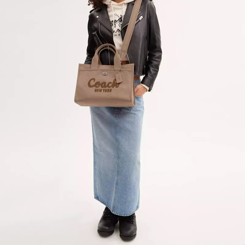 COACH Cargo Canvas Tote Bag Shopping Bag One Shoulder Crossbody Canvas Bag Handbag Large Size Women's Brown-3