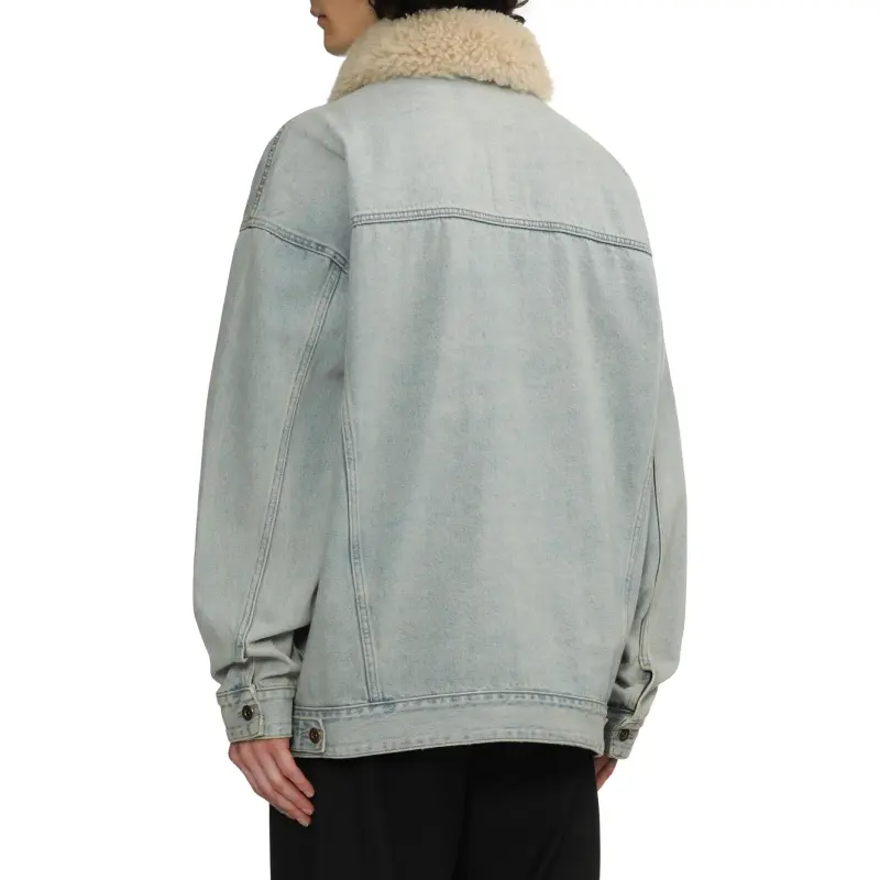 WE11DONE Shearling collar Denim Jacket-4