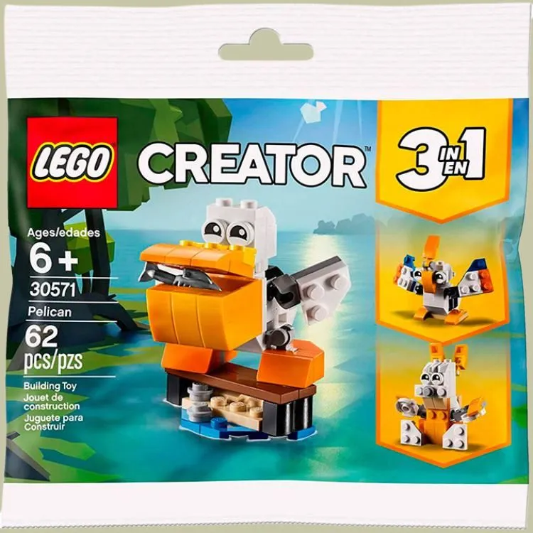 LEGO Pelican, Stackable Bag Building Blocks 62pcs 30571-2