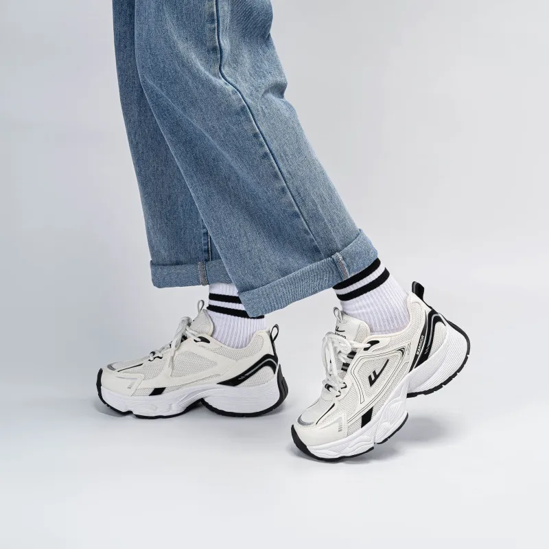 Warrior Anti Slip Wear Resistant Low Top Chunky Sneakers Women's White Black-6