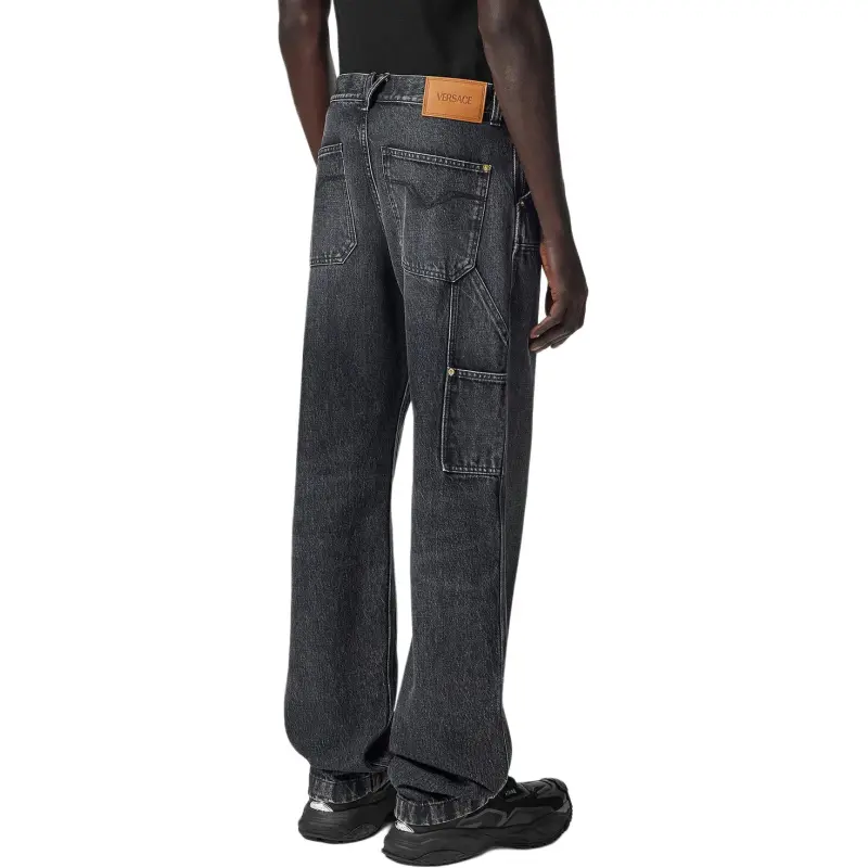 VERSACE Logo Patch Patchwork Designed Jeans-3