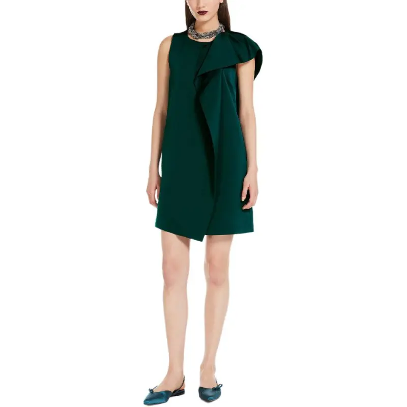 MaxMara Studio Edmea Collection Short Radzmir Dress Sleeveless Dress Women's Green-1
