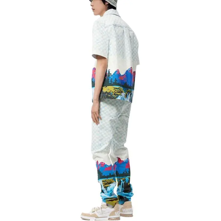 LOUIS VUITTON Landscape Short Sleeved Denim Shirt-3