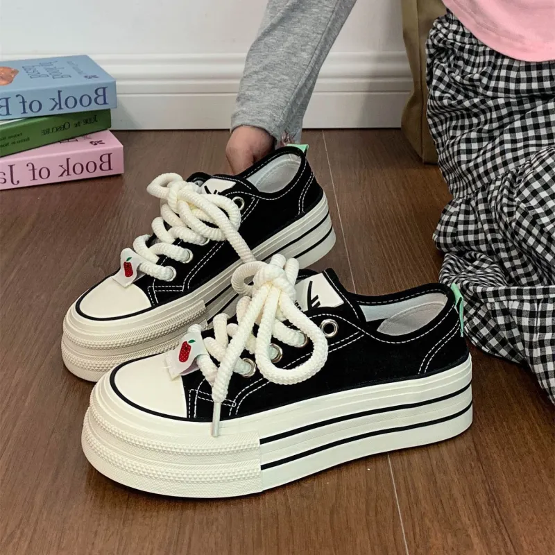 Warrior Height Increasing Slip Resistant Low Top Canvas Shoes Women's Black-8