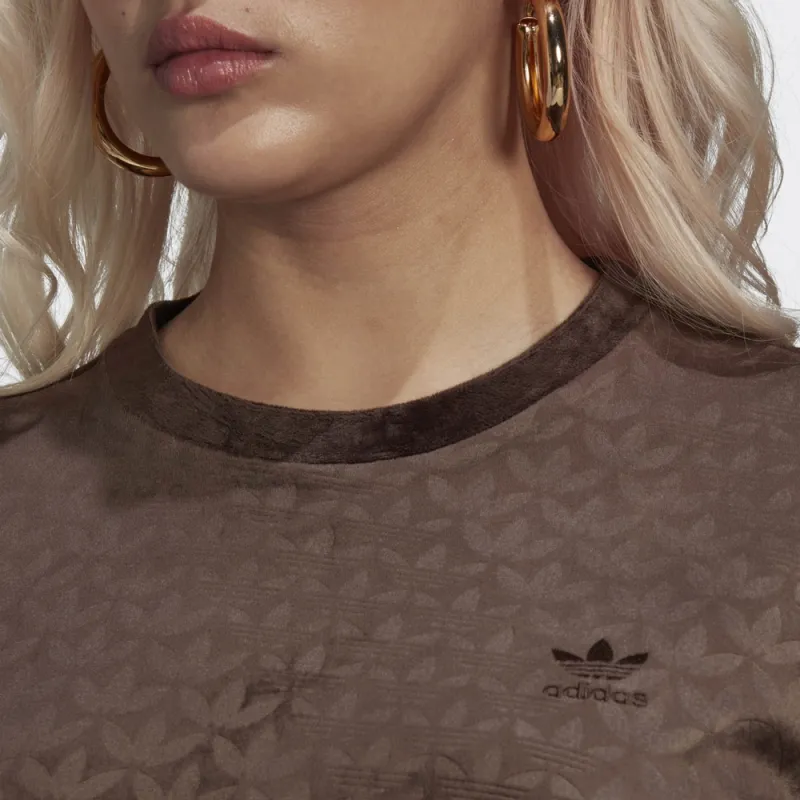Adidas Originals Embossed Monogram T Shirt Women's Brown-4