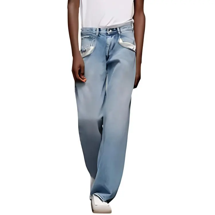Maison Margiela 5 Pocket Wide Leg Denim Pants Blue-5