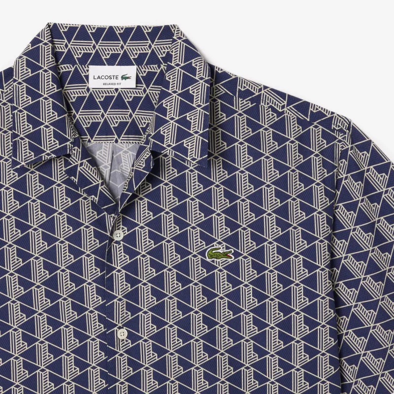 LACOSTE Monogram-pattern Short-sleeve Shirt-3