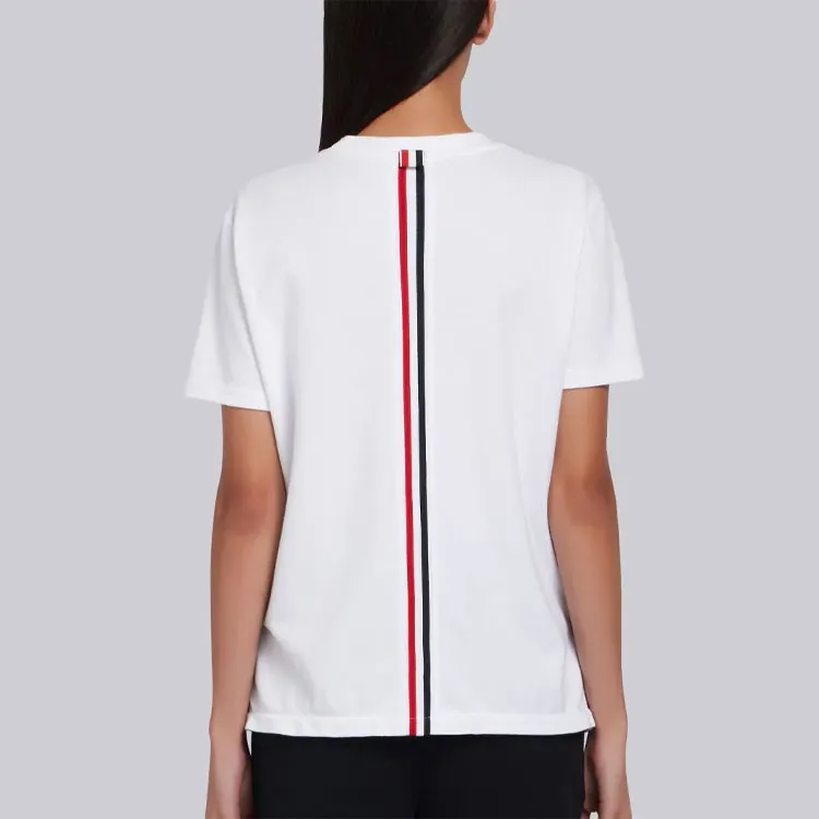 THOM BROWNE Rwb Stripe Asymmetric Hem T Shirt-4