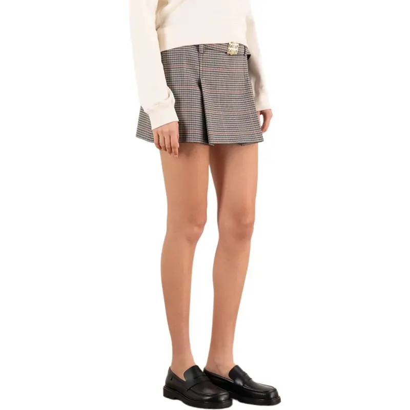 MIU MIU Checked Belted Mini Skirt-4
