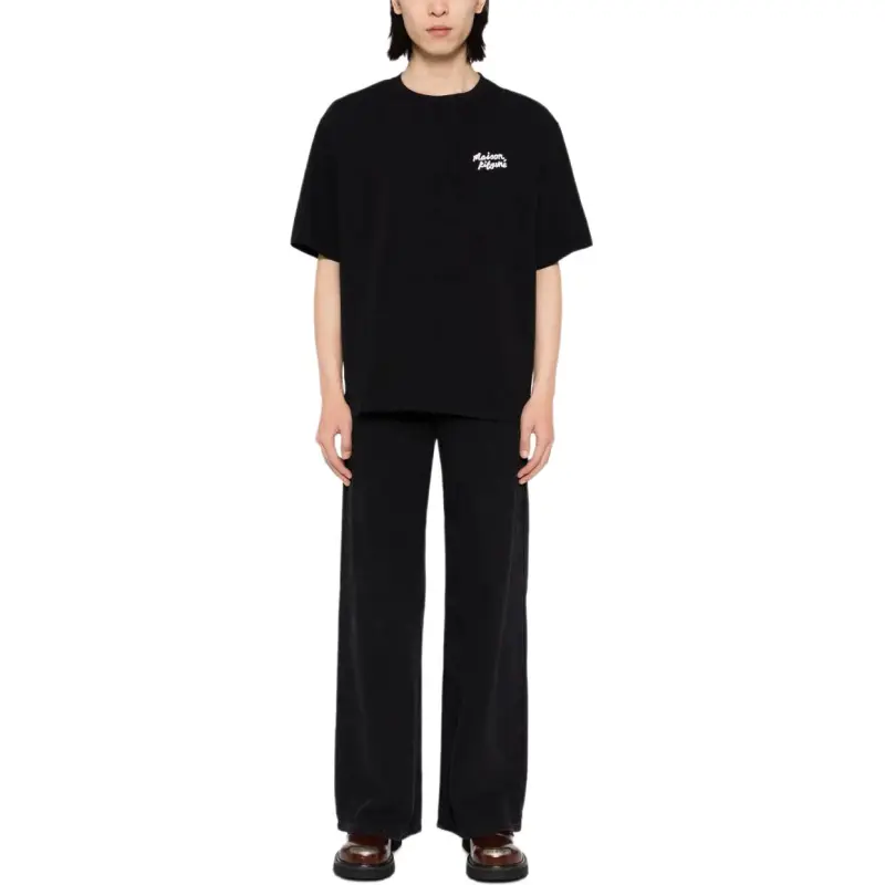 Maison Kitsune Logo Embroidered Crewneck T Shirt-1