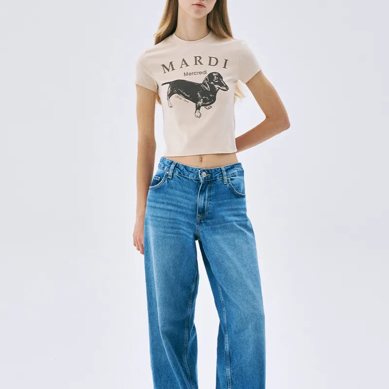 MARDI MERCREDI SS25 T Shirt Korean Style Women's Gray/Umber-2