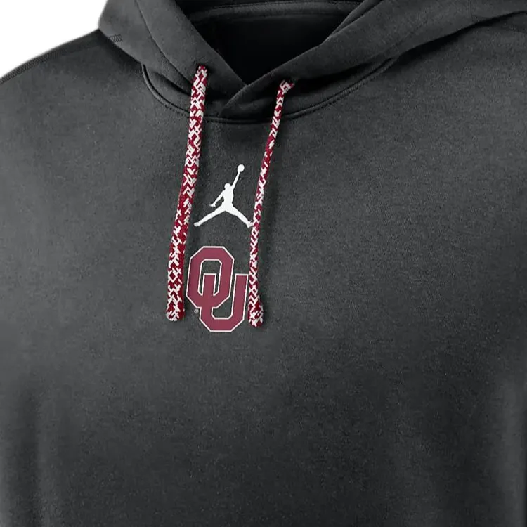 JORDAN Oklahoma Sooners Sideline Team Issue Club Men's Nike College Pullover Hoodie-2
