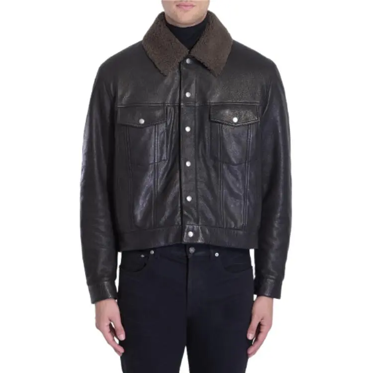 SAINT LAURENT Buttoned Long-Sleeved Short Jacket-4