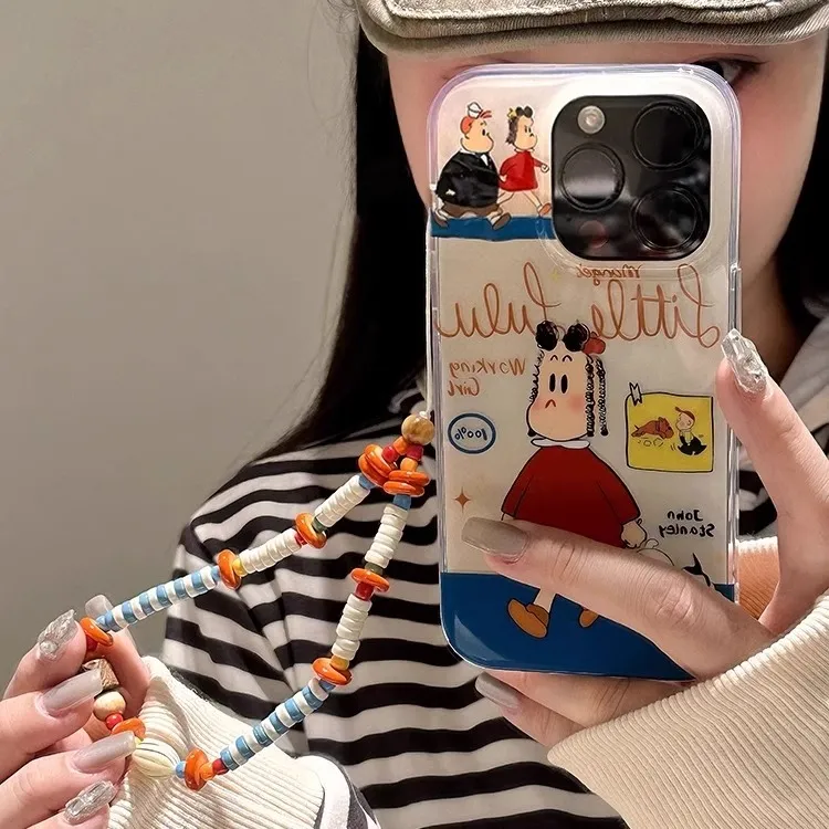 Wei Xin Acrylic Material Cartoon Girl Puppy Bracelet Phone Cases Compatibility With IPhone 16/15/13/14/Pro/Max-1