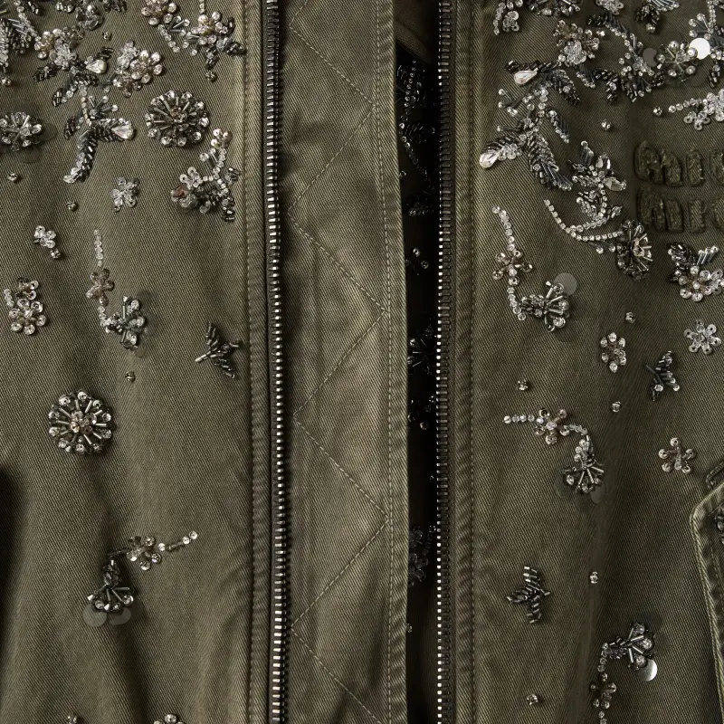 MIU MIU Puffer Jacket Women's Olive Green-5