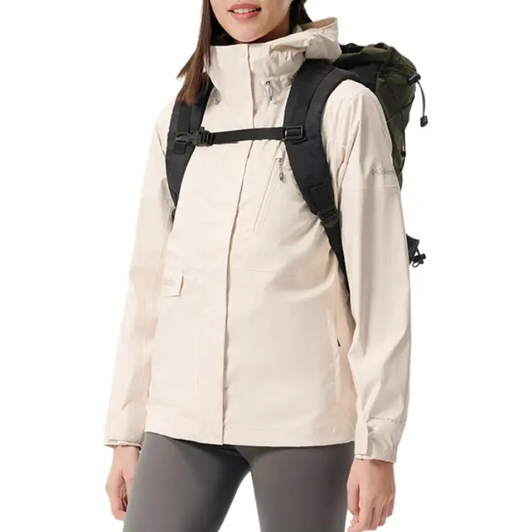 Columbia FW24 Hiking Waterproof And Warm Windbreaker Jacket Women's Ecru-3