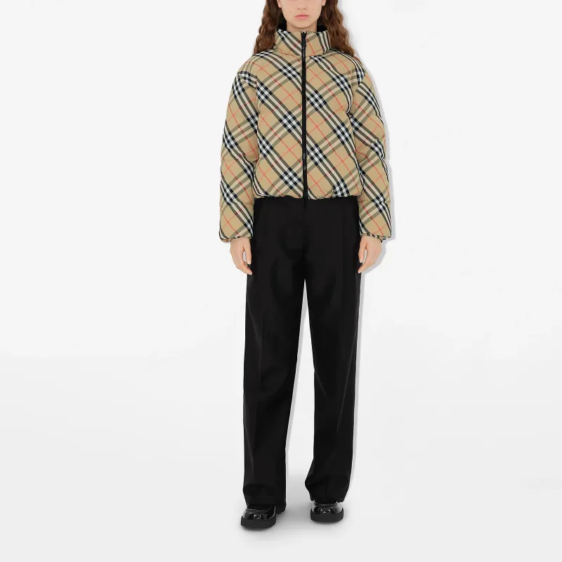 Burberry Checked Zip Up Reversible Down Jacket-1