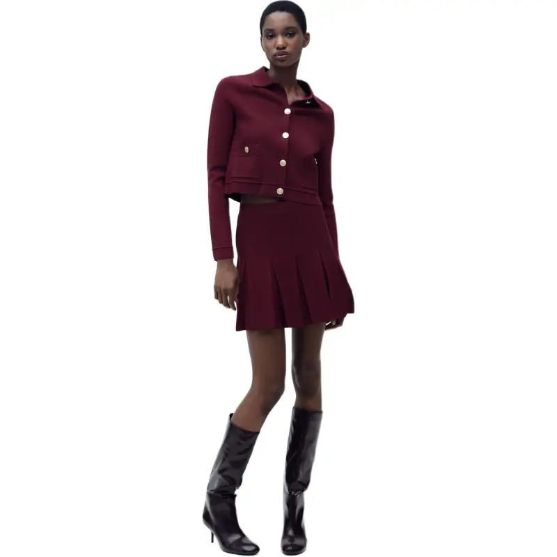 ZARA Casual Short Skirts Women's Burgundy-2