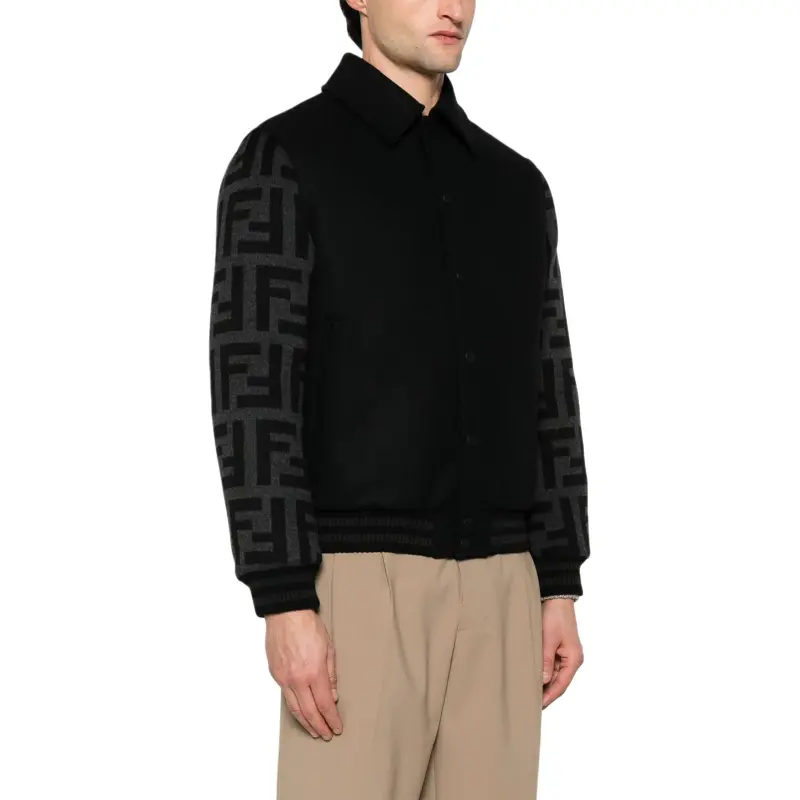 FENDI Logo Detailed Bomber Jacket-3