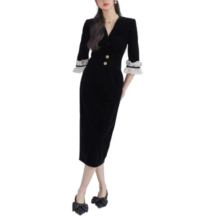DEAR DEER PUFF Short-Sleeved Dresses Women's Black-2
