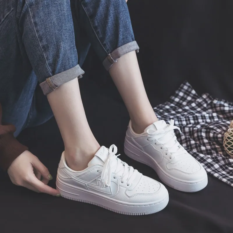 Warrior Abrasion Resistant Lightweight Height Increasing Low Top Skateboard Shoes Unisex White-8
